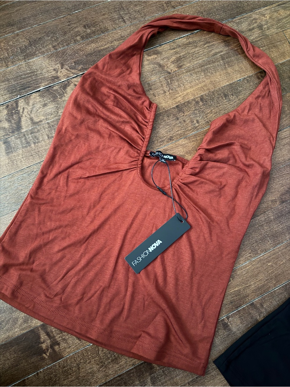 Fashion Nova Deep Plunge Halter Tank Top - Rust - Picture 2 of 2